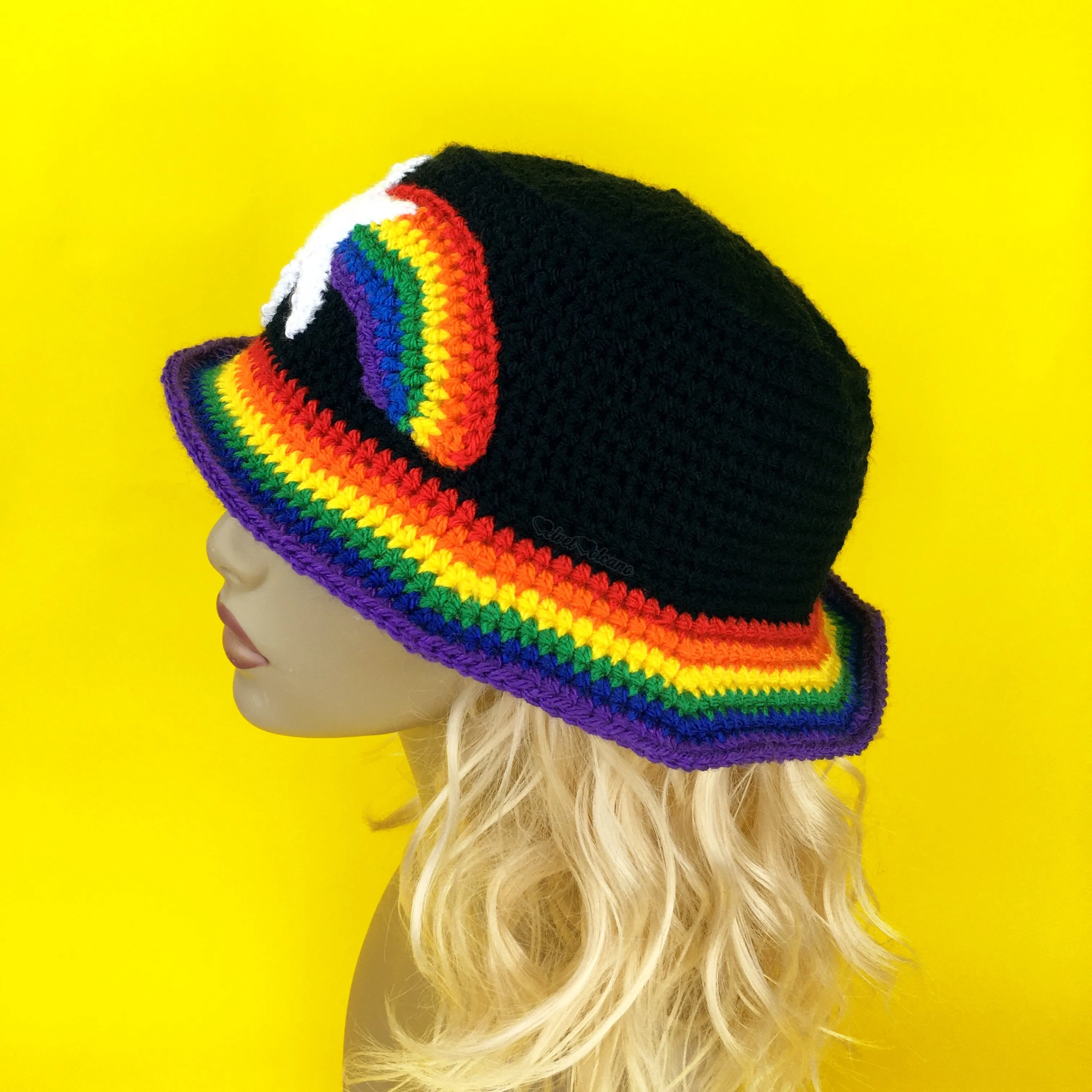 Shooting Star Rainbow Striped Bucket Hat (Custom Colour)