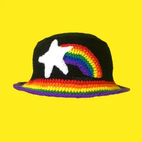 Shooting Star Rainbow Striped Bucket Hat (Custom Colour)