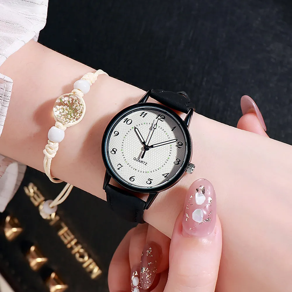 Sidiou Group Classic Women's Casual Quartz Leather Band Strap Watch Round Analog Clock Wrist Watches Luminous Hands Wrist Waterproof Dress Watch