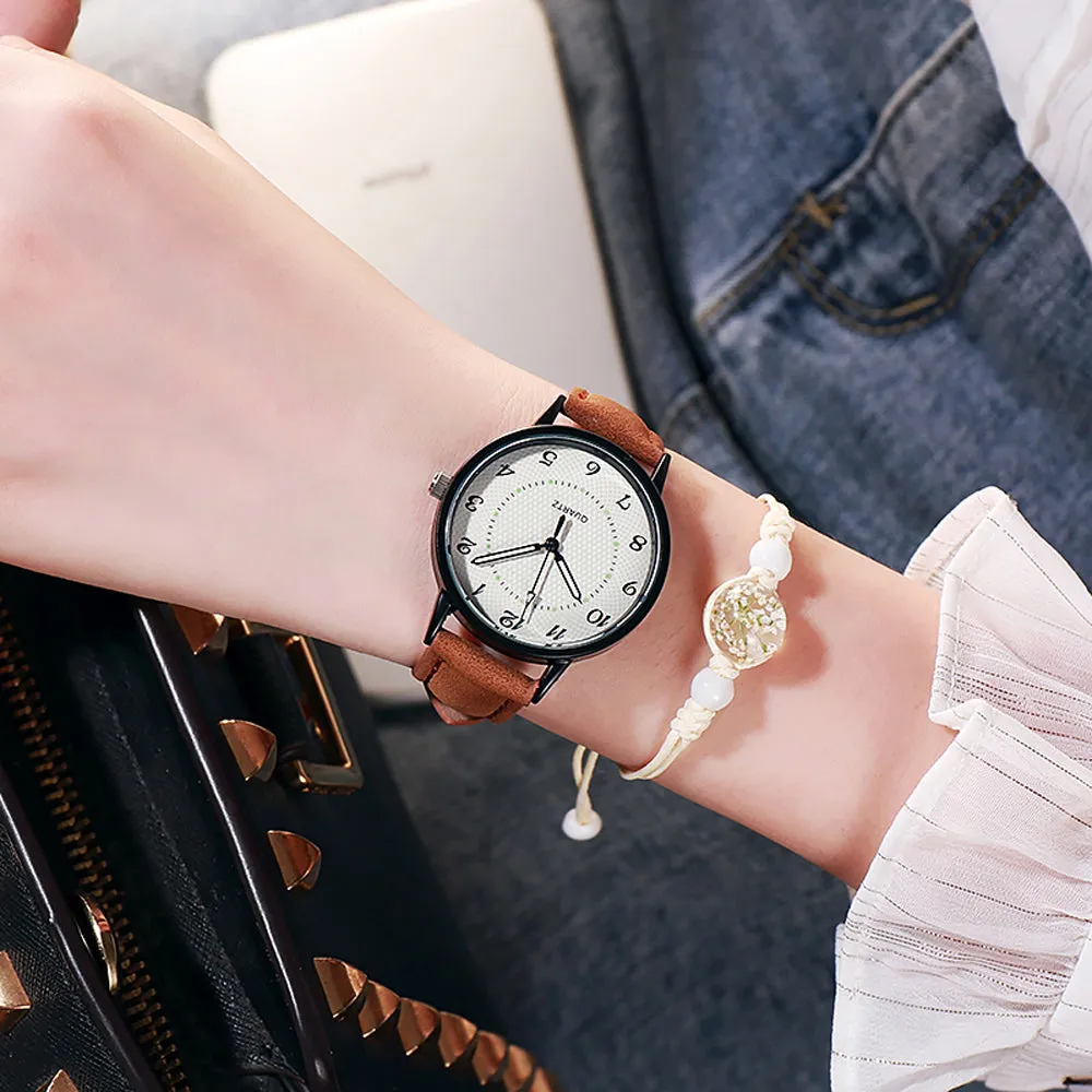 Sidiou Group Classic Women's Casual Quartz Leather Band Strap Watch Round Analog Clock Wrist Watches Luminous Hands Wrist Waterproof Dress Watch