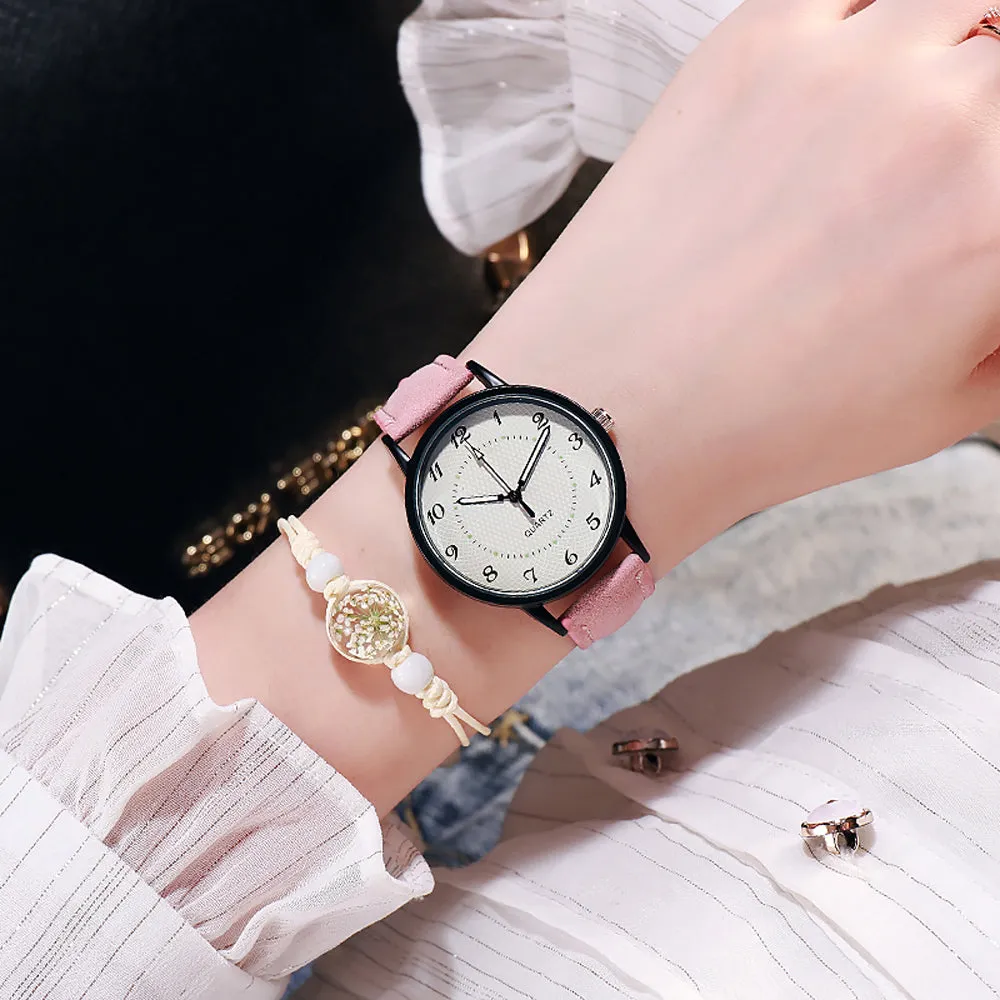Sidiou Group Classic Women's Casual Quartz Leather Band Strap Watch Round Analog Clock Wrist Watches Luminous Hands Wrist Waterproof Dress Watch