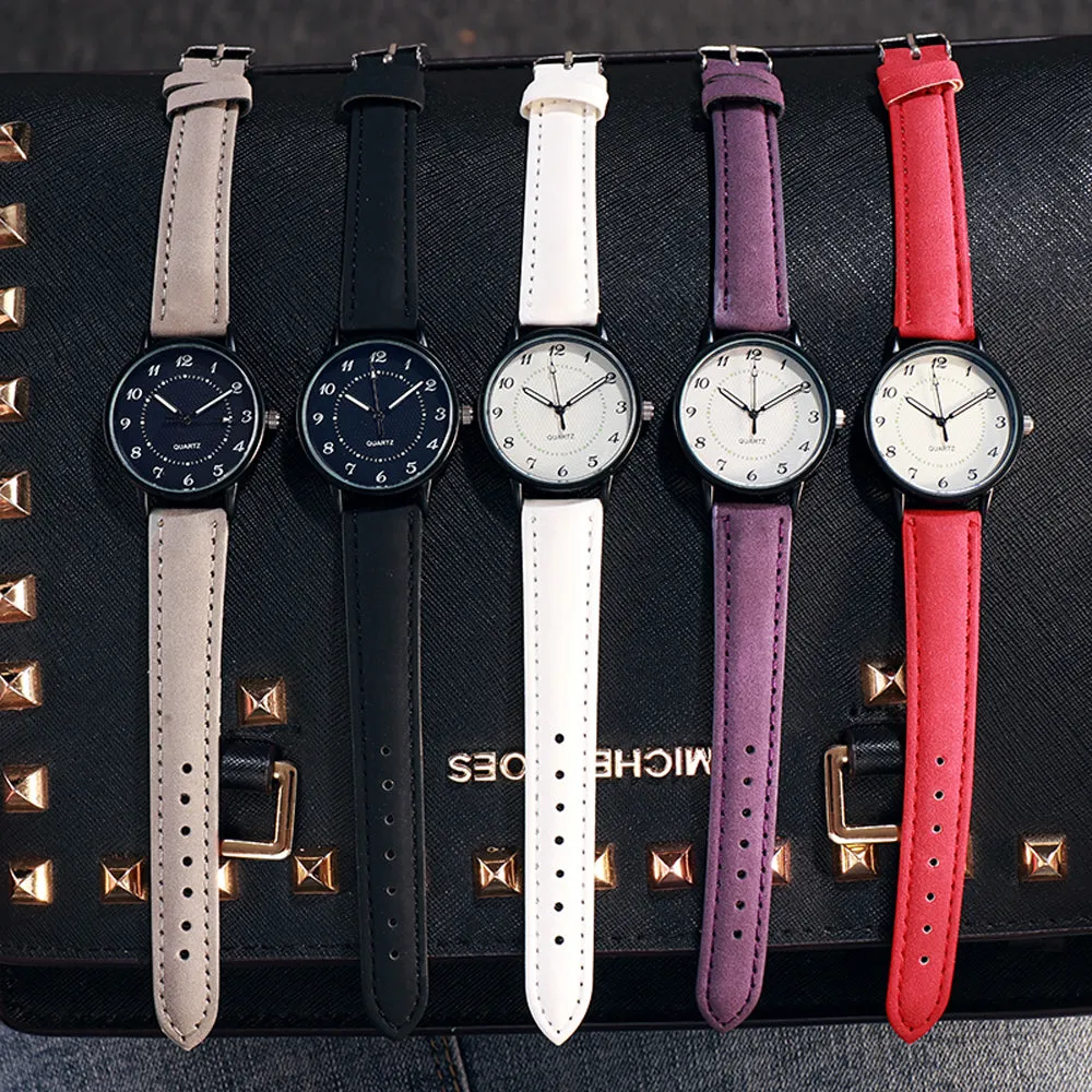 Sidiou Group Classic Women's Casual Quartz Leather Band Strap Watch Round Analog Clock Wrist Watches Luminous Hands Wrist Waterproof Dress Watch