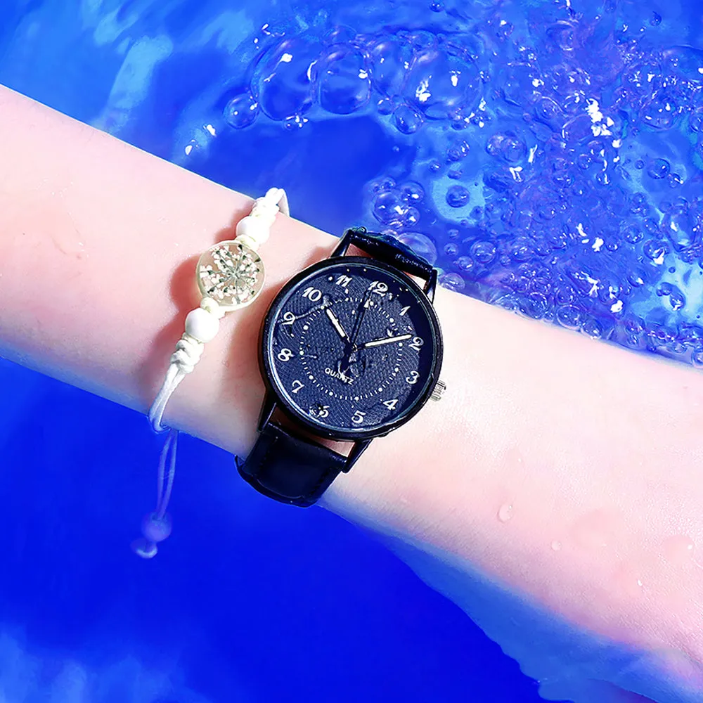 Sidiou Group Classic Women's Casual Quartz Leather Band Strap Watch Round Analog Clock Wrist Watches Luminous Hands Wrist Waterproof Dress Watch