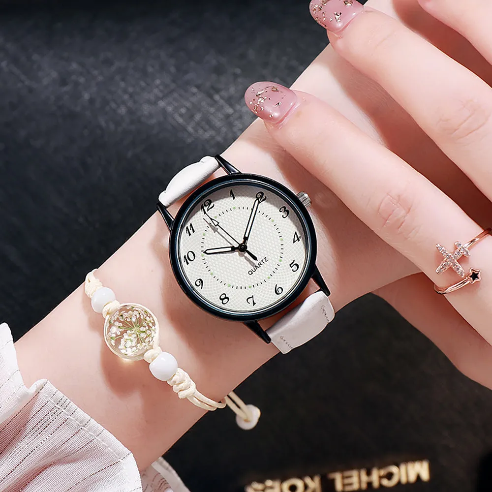 Sidiou Group Classic Women's Casual Quartz Leather Band Strap Watch Round Analog Clock Wrist Watches Luminous Hands Wrist Waterproof Dress Watch