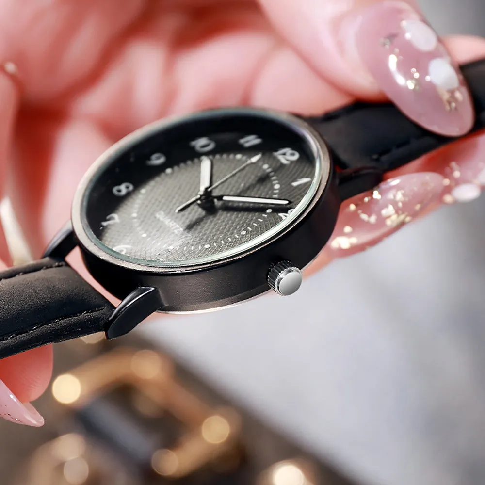 Sidiou Group Classic Women's Casual Quartz Leather Band Strap Watch Round Analog Clock Wrist Watches Luminous Hands Wrist Waterproof Dress Watch