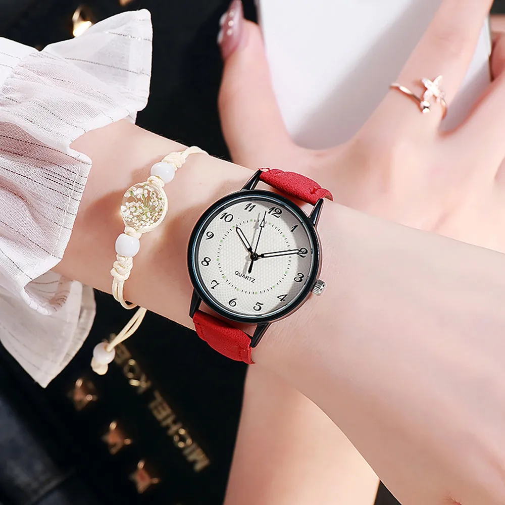 Sidiou Group Classic Women's Casual Quartz Leather Band Strap Watch Round Analog Clock Wrist Watches Luminous Hands Wrist Waterproof Dress Watch