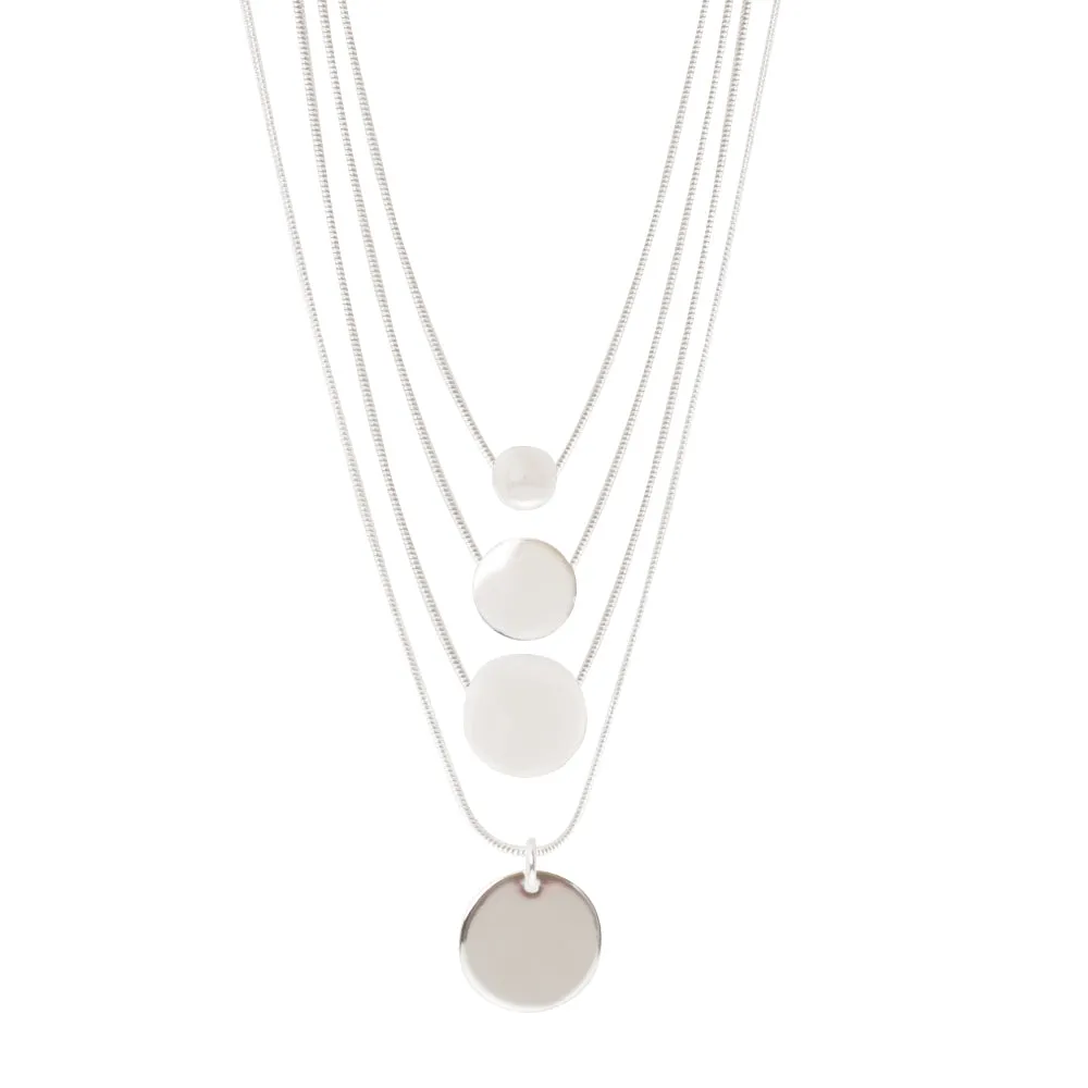 Silver Disc Multi Row Choker