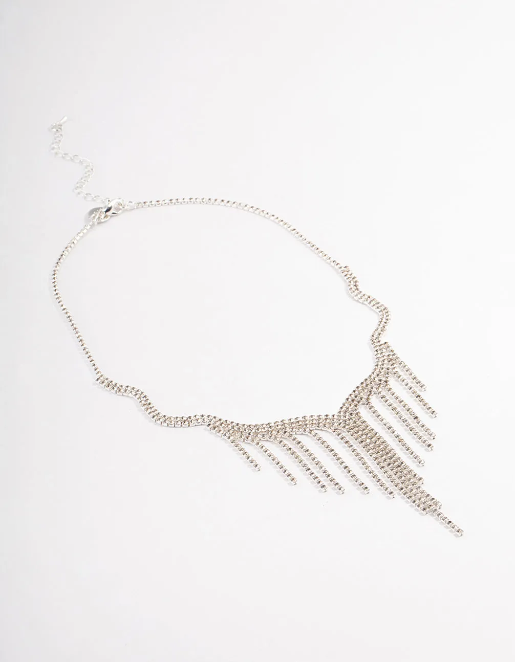 Silver Wavy Fringe Cupchain Necklace