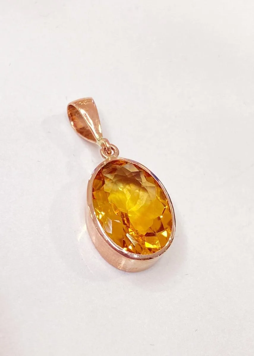 Simon Alexander 9k Rose Gold Citrine Oval Pendant