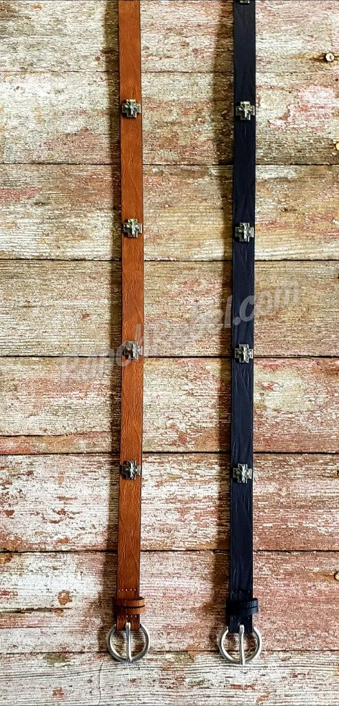 Skinny Cross Belt in Chestnut #4417