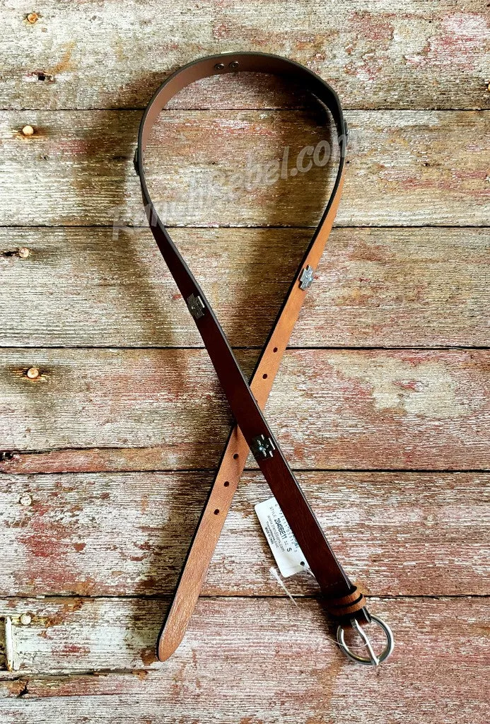 Skinny Cross Belt in Chestnut #4417