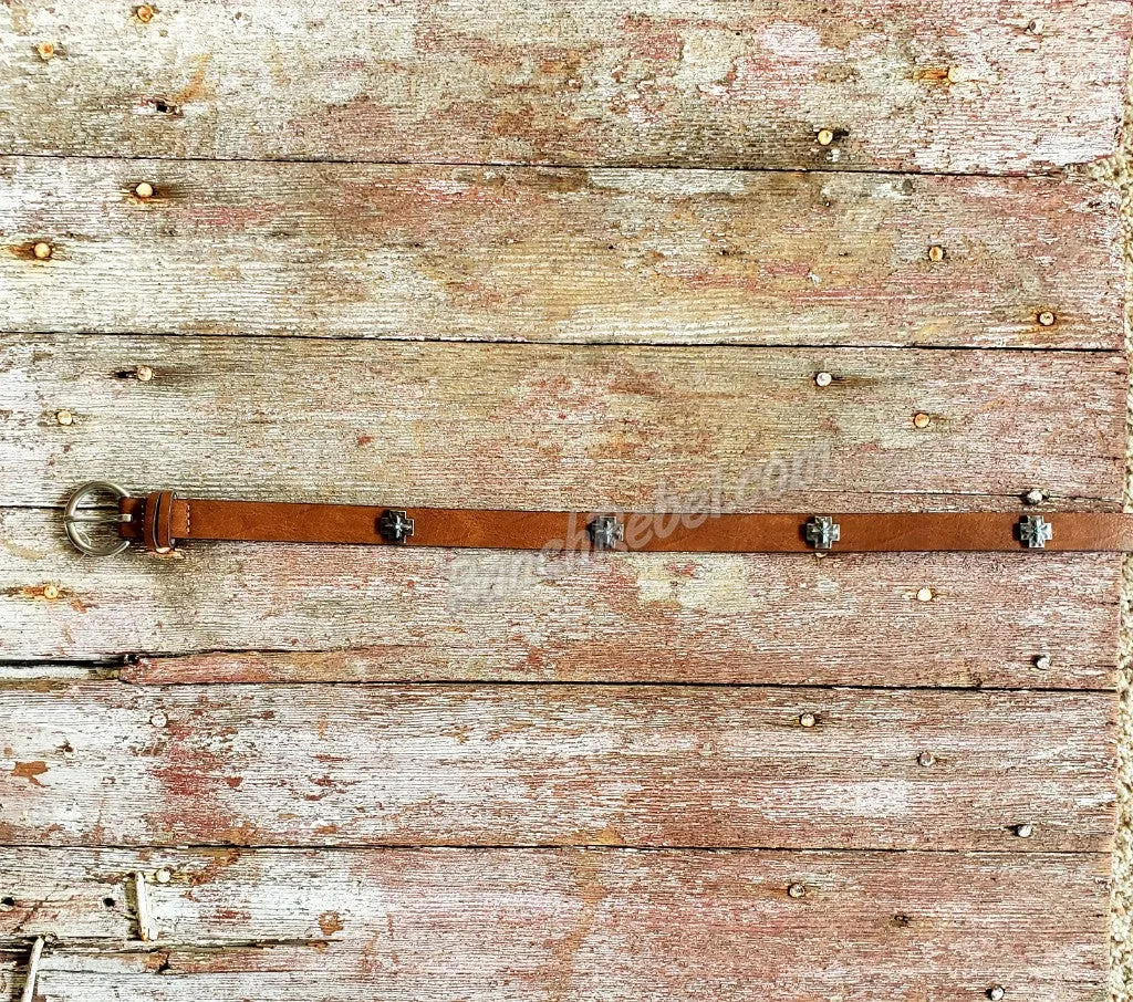 Skinny Cross Belt in Chestnut #4417