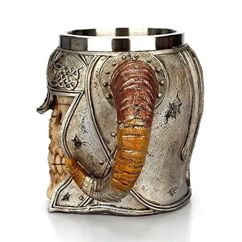 Stainless Steel Skull Mug Viking Drinking Cup Skeleton Resin Beer Stein Tankard Coffee Mug Tea Cup Halloween Bar Drinkware Gift