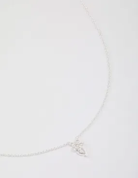 Sterling Silver Cubic Zirconia Stem Necklace