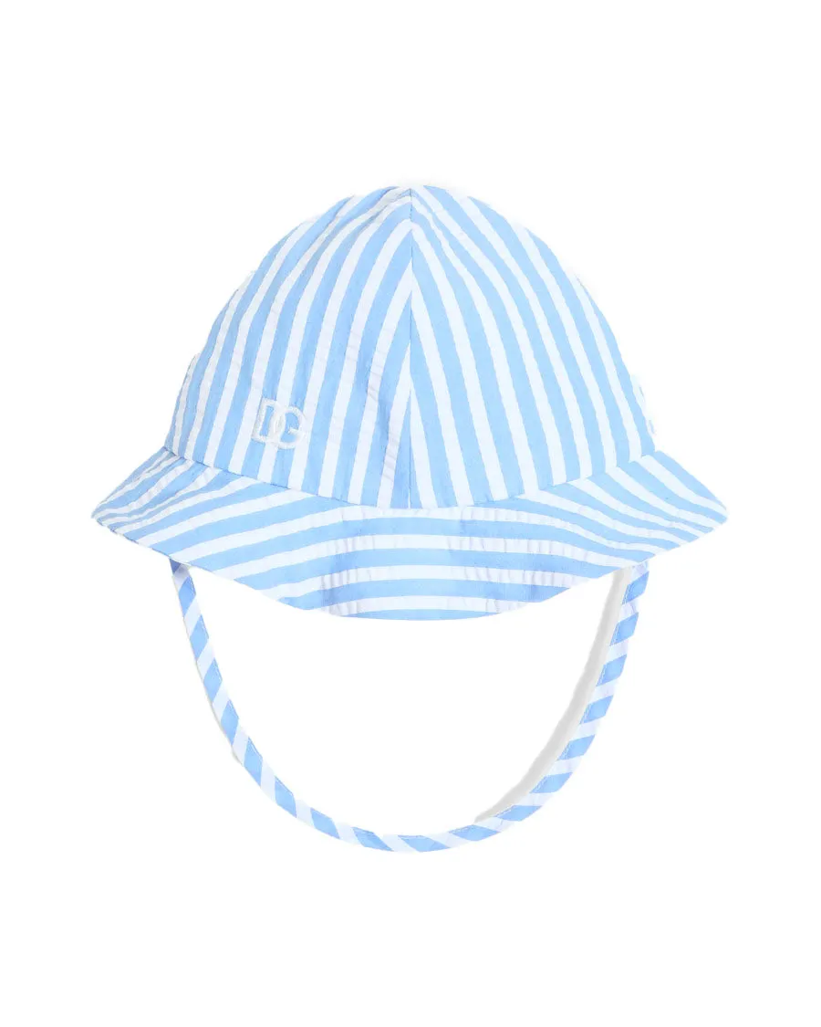Striped Seersucker Bucket Hat - Blue