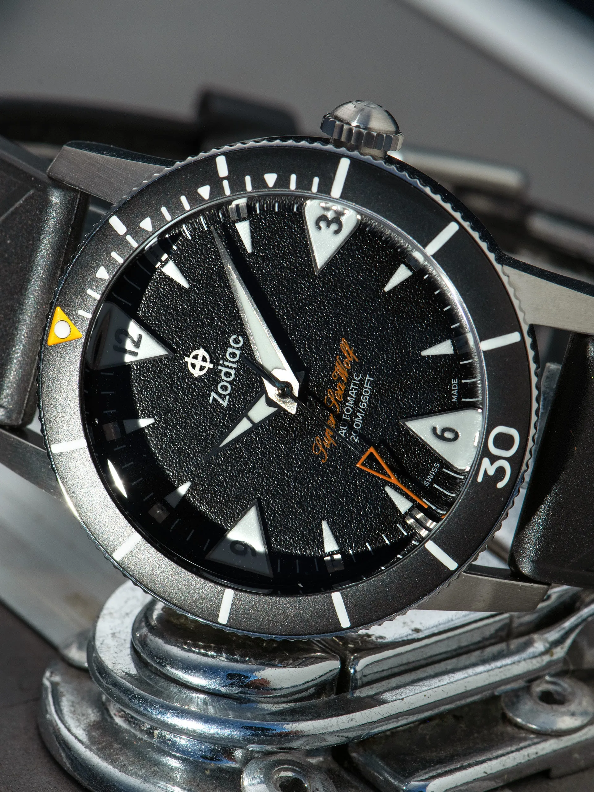 Super Sea Wolf 53 Skin (Ref. ZO9212) Black W/ Black Rubber Strap