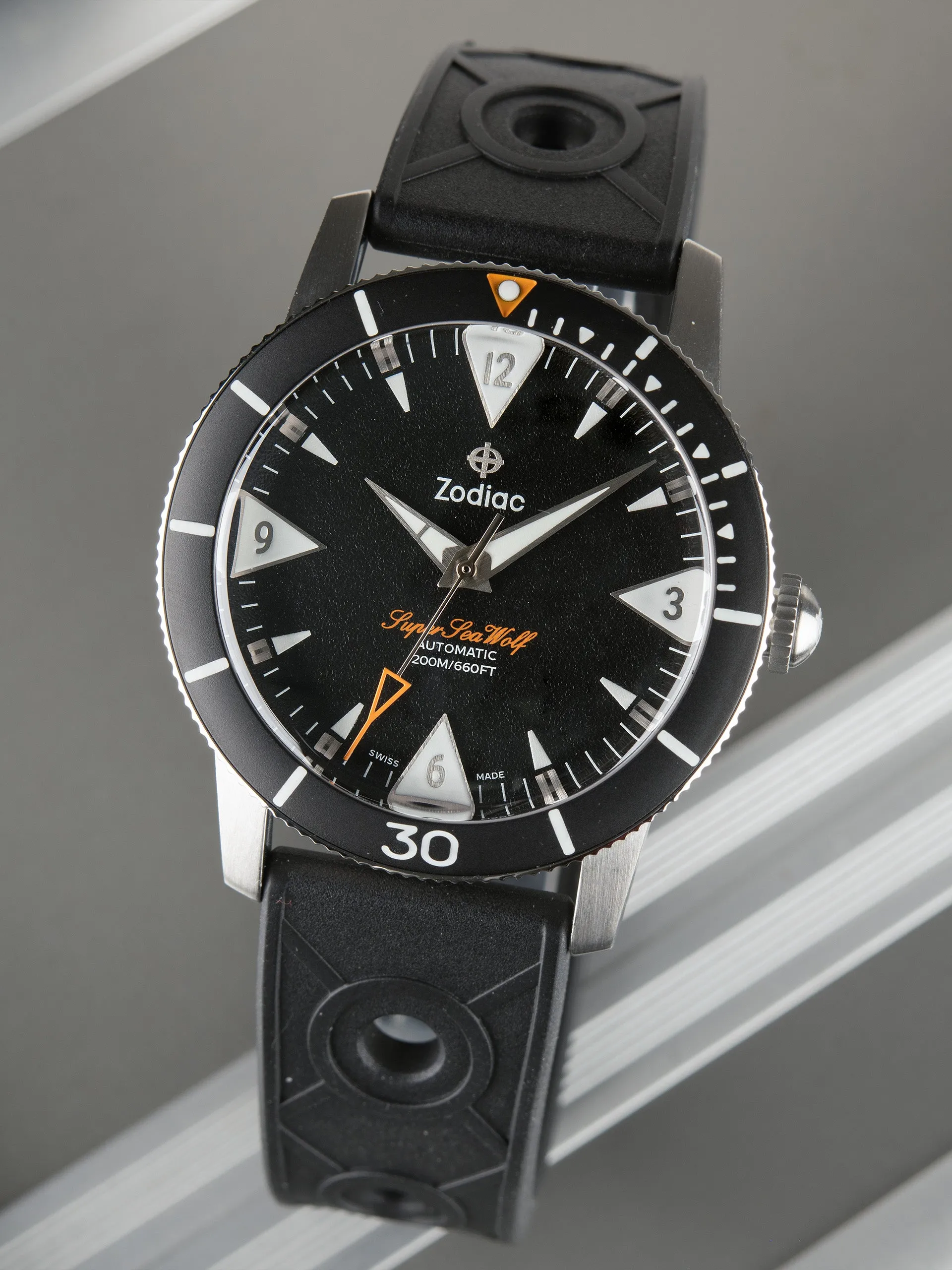 Super Sea Wolf 53 Skin (Ref. ZO9212) Black W/ Black Rubber Strap