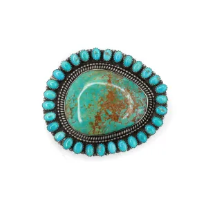  Turquoise Inlaid Leather Ranger Buckle