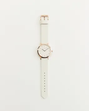 The Mini Original: Rose Gold Case / White Dial / Milk Leather