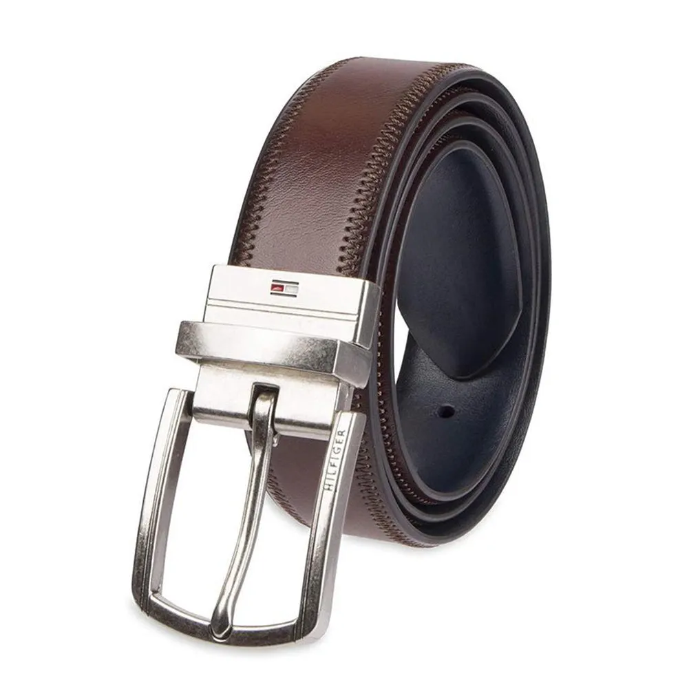 Tommy Hilfiger Men's 11TL02X188 32mm Polished Reversible Belt With Stitch