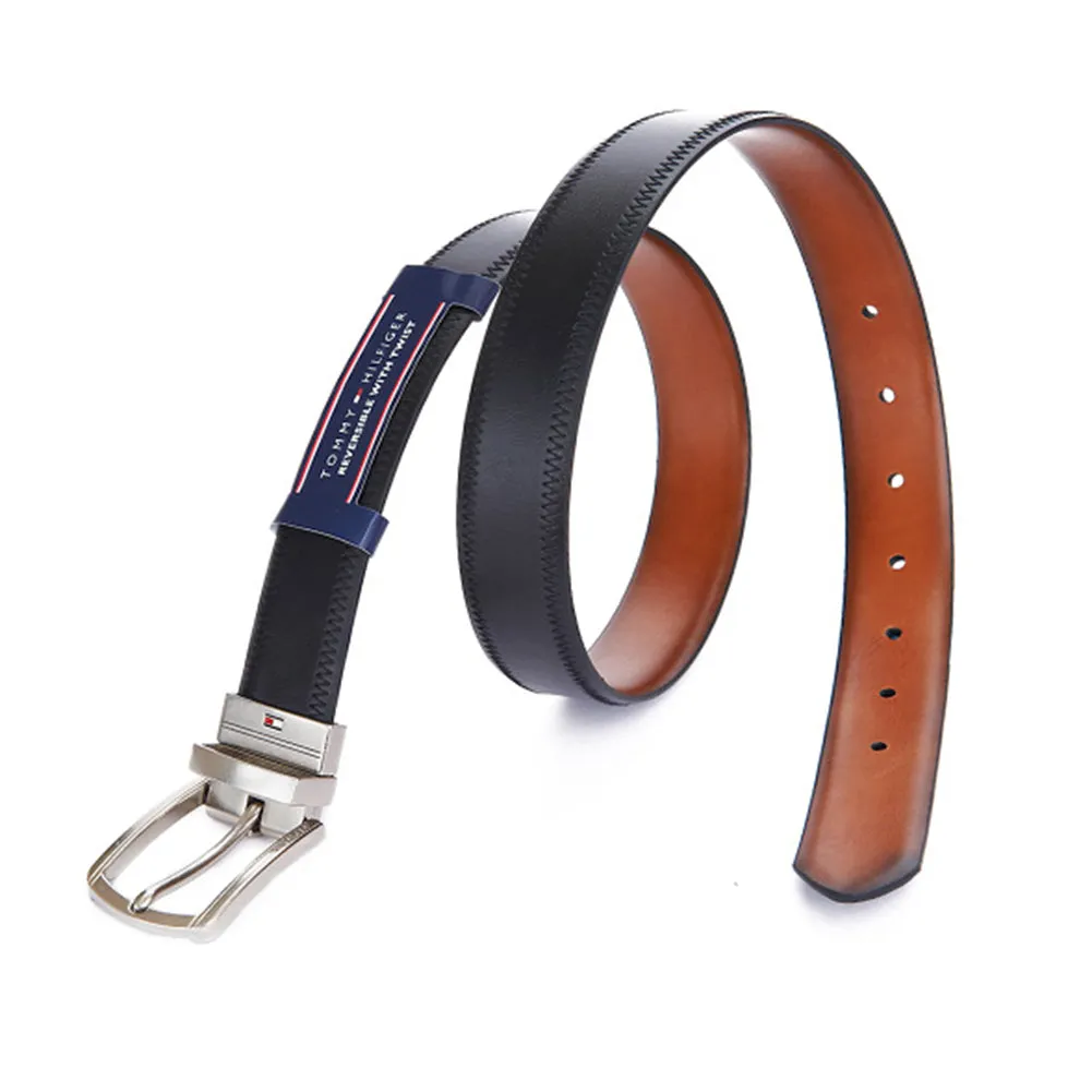 Tommy Hilfiger Men's 11TL02X188 32mm Polished Reversible Belt With Stitch