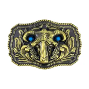 TOPACC Western Square Turquoise Bull Head Buckle Copper/Bronze