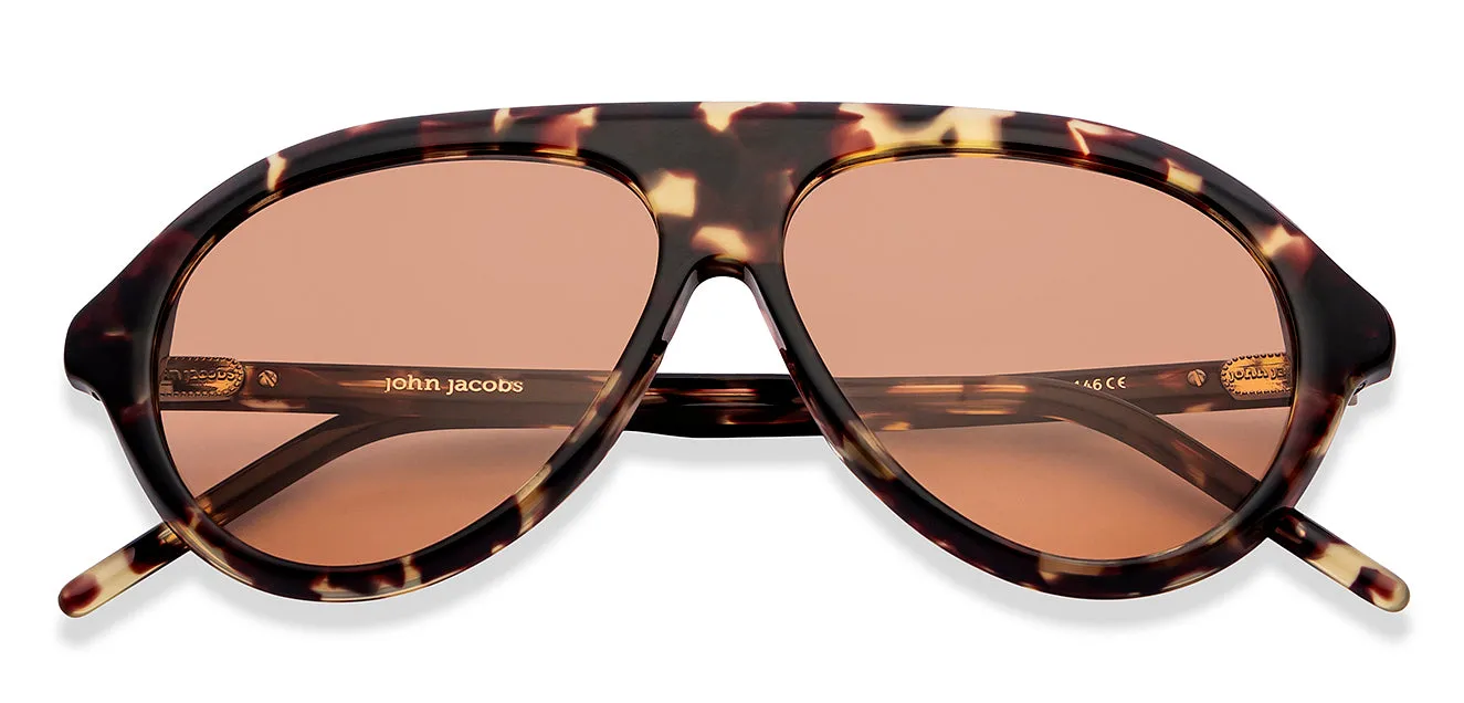 Tortoise Aviator Full Rim Unisex Sunglasses by John Jacobs-148204