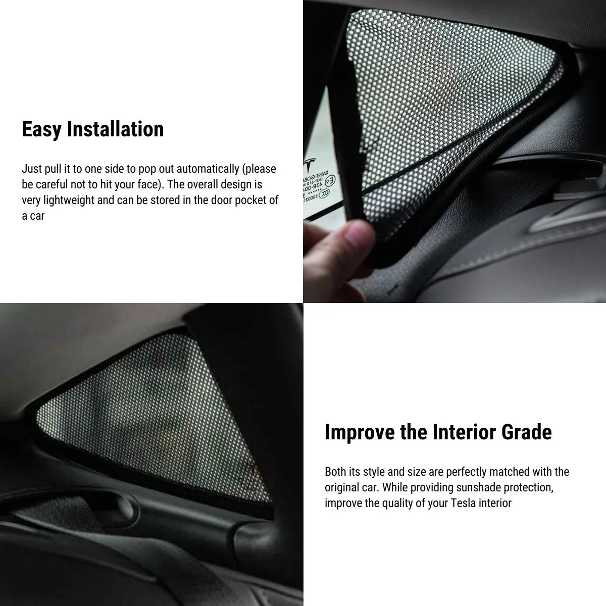 Triangle Side Window Shades for Tesla Model 3
