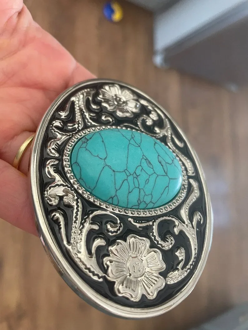 Turquoise Oval Belt Buckle