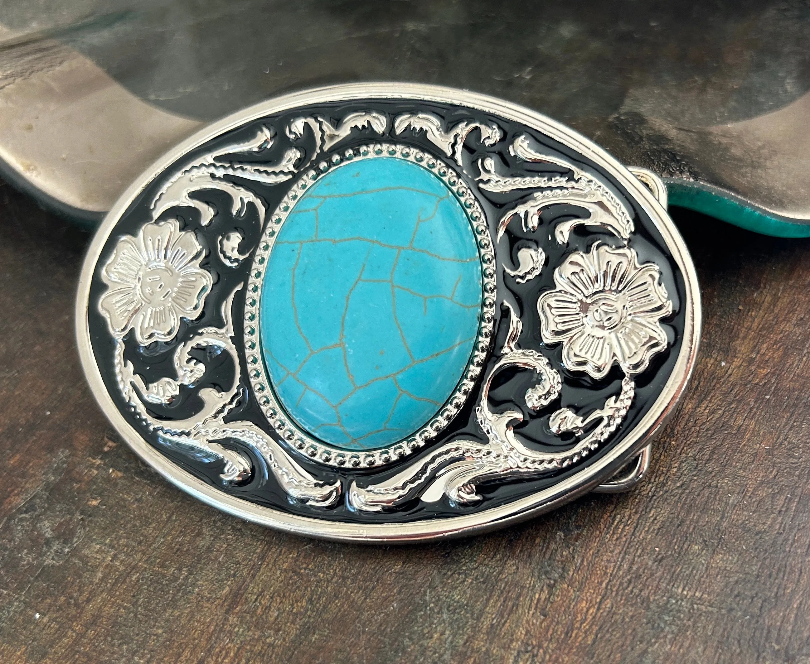Turquoise Oval Belt Buckle