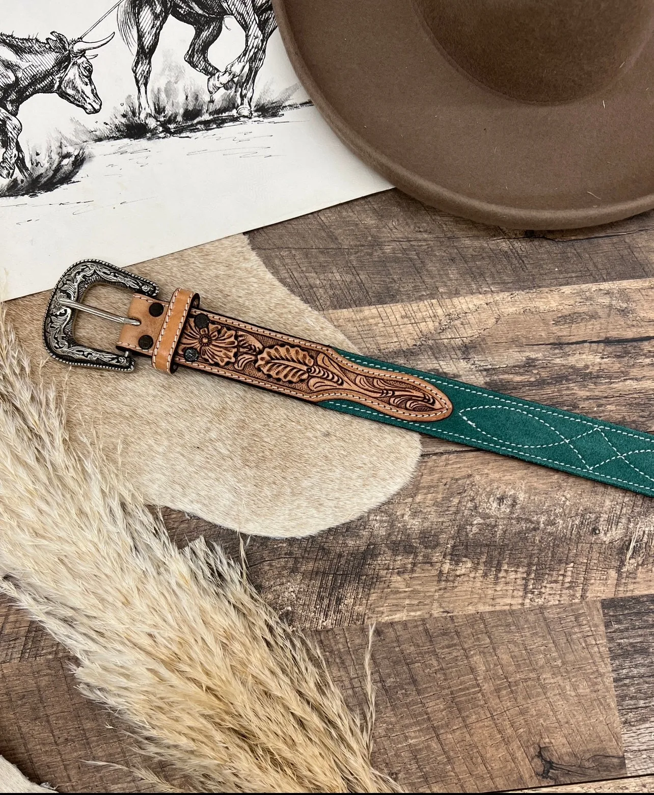 Turquoise Ways Tooled Belt