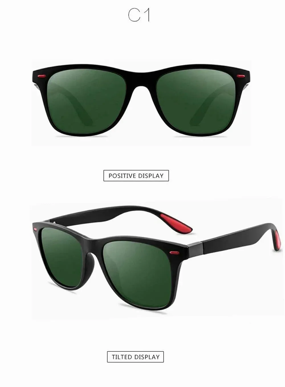 Unisex Retro Square UV400 Polarized Sunglasses