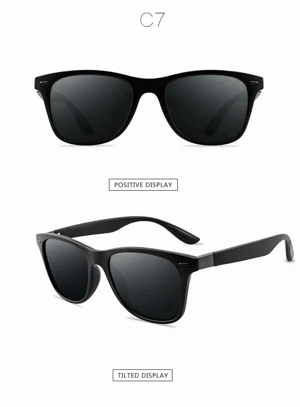 Unisex Retro Square UV400 Polarized Sunglasses