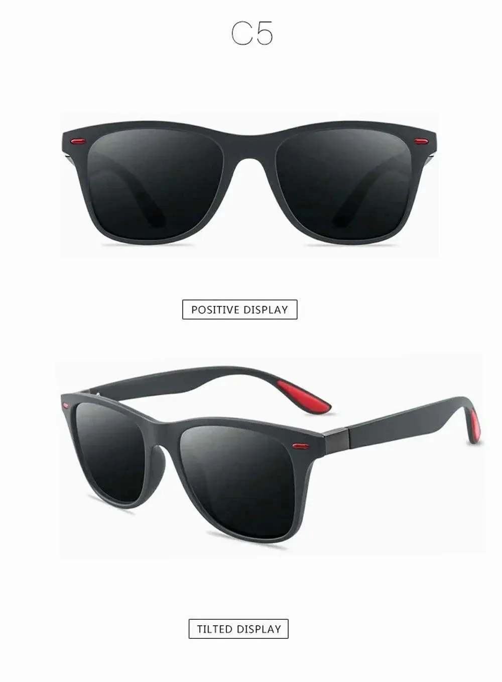 Unisex Retro Square UV400 Polarized Sunglasses