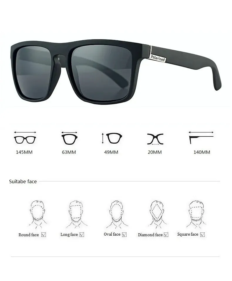 Unisex Square Polaroid Sunglasses Vintage Retro Style for Women Men