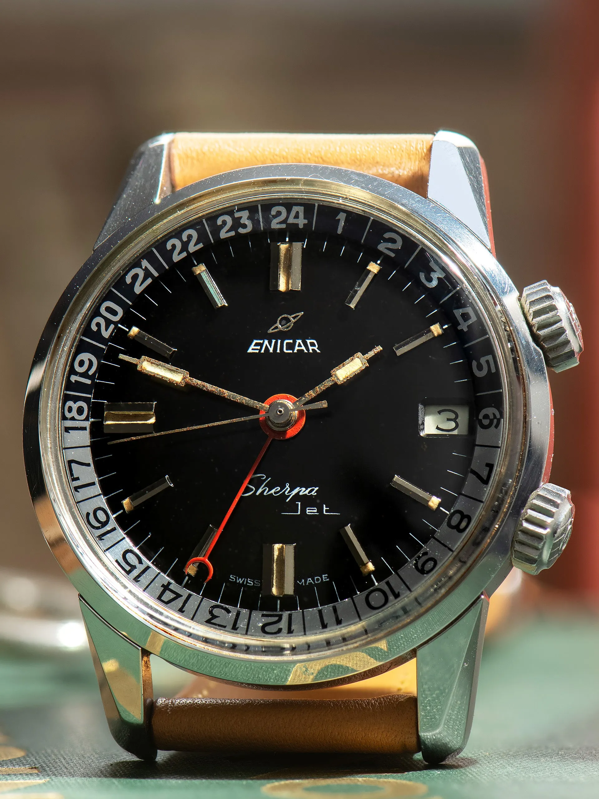 *Unpolished* 1960s Enicar Sherpa Jet GMT (Ref. 126/002) Black Dial