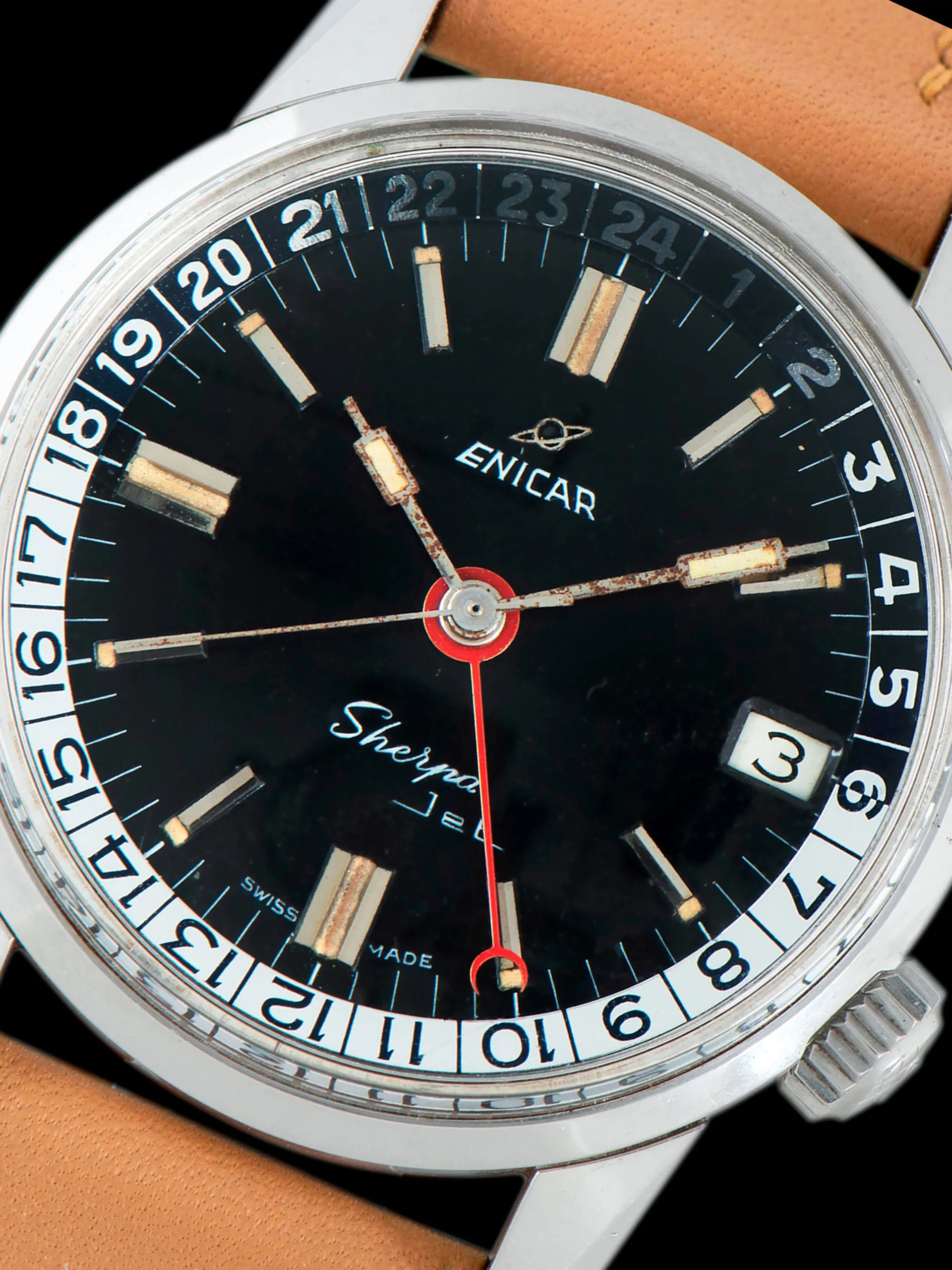 *Unpolished* 1960s Enicar Sherpa Jet GMT (Ref. 126/002) Black Dial