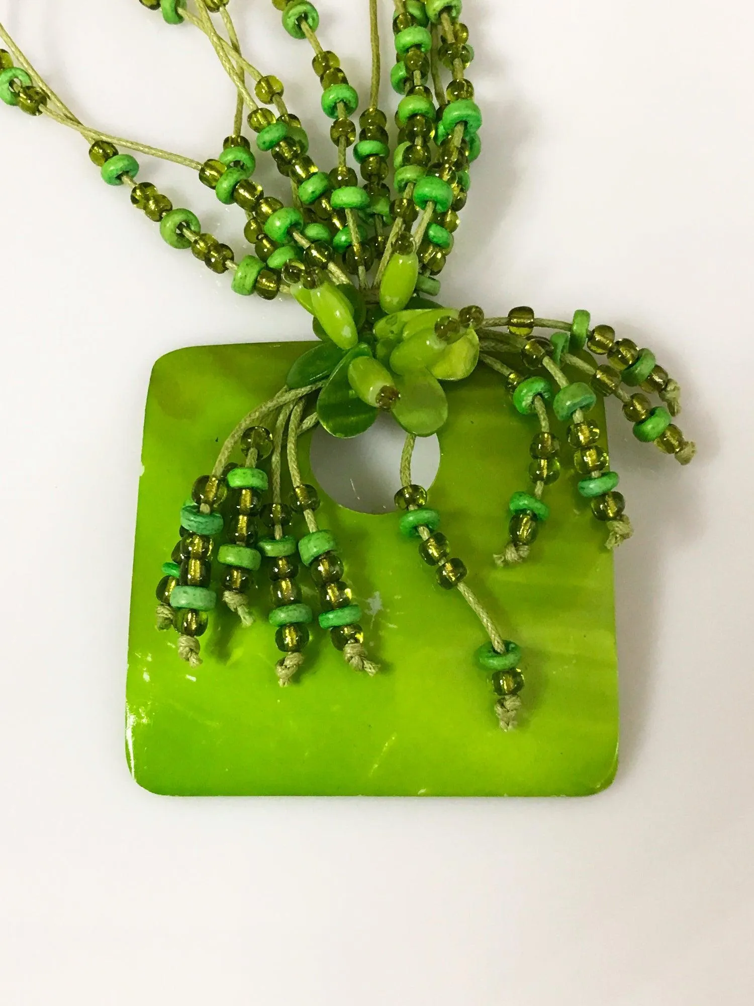 Vintage Green Bead Statement Necklace