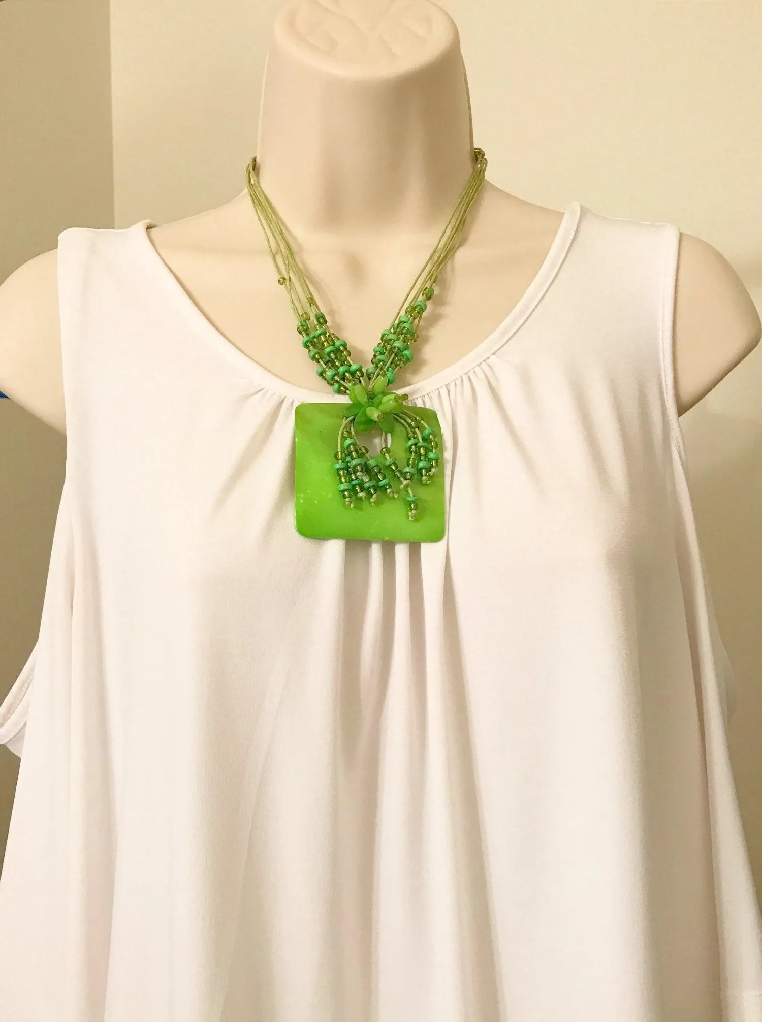 Vintage Green Bead Statement Necklace