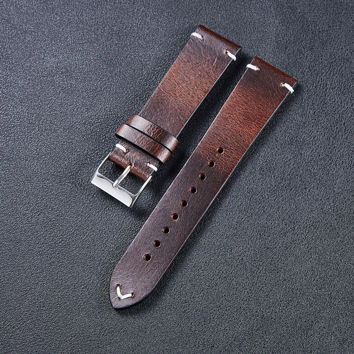 Vintage Oiled Leather Watch Straps Compatible with the Samsung Galaxy Watch 5 Pro (45mm)