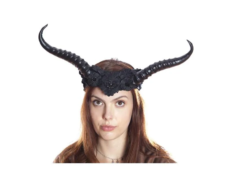 Vintage Style Horned Headband - Black