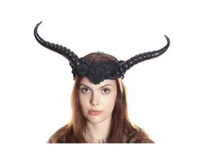 Vintage Style Horned Headband - Black