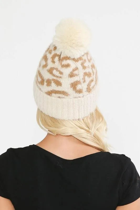Wild Leopard Ivory Beanie