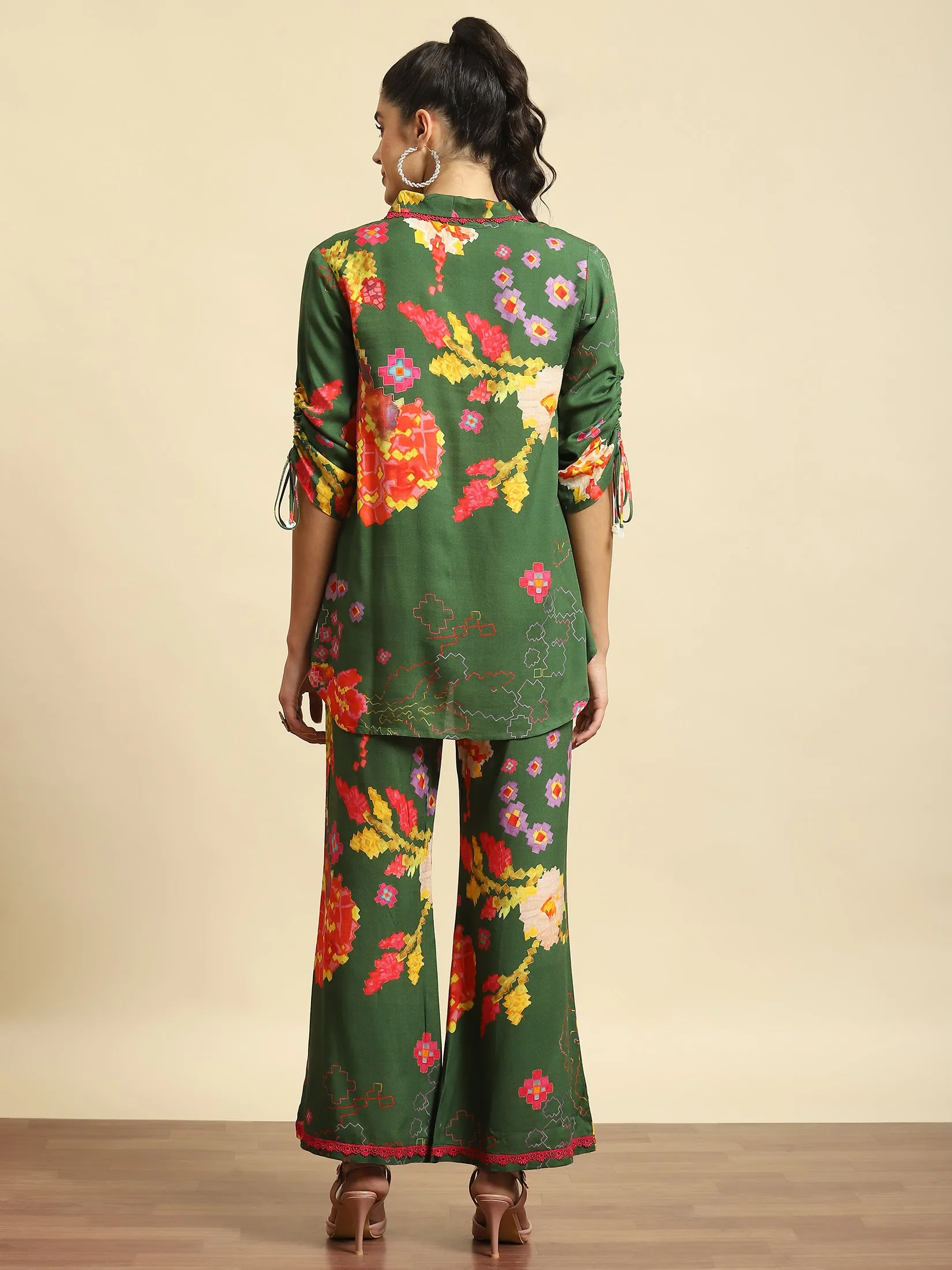 Women Green Geometric Print Co-Ord Set