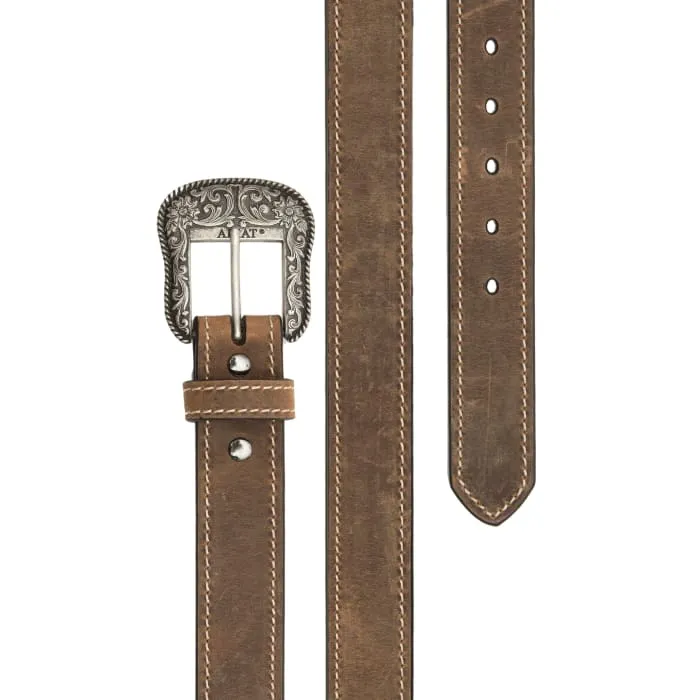 Womens Distressed Brown Leather Belt