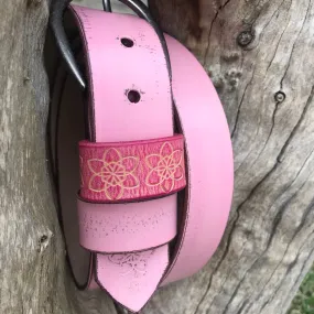 Womens Distressed Leather Musk Pink  'Funki'  Belt